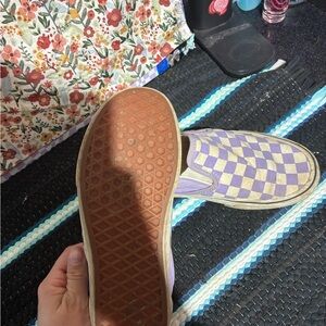 Vans Lavender Checkered Slip-Ons